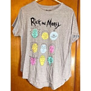 Rick and Morty Colorful‎ Character Grid Graphic Gray Juniors T-Shirt XL